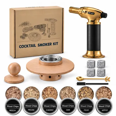 Whisky-Smoker-Set mit Brenner, 4 Granitsteinen, 6 Hölzern