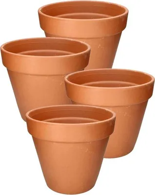 Obrázek produktu pro Sada 4 terakotových květináčů o průměru 11 cm, ideální do interiéru i na zahradu, s okrajem