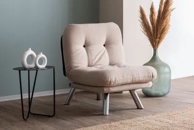 Produktbild von Hanah Home, Misa Small Solo v2 - Cream, 1-Sitzer-Schlafsofa, 100 % METALL, Creme, 110 x 70 cm