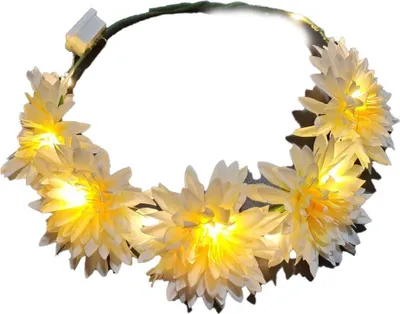 Produktbild von LED-Blumenkrone, Blumenkranz-Haarreif, leuchtender LED-Blumen-Haarschmuck, Blumenkopfschmuck