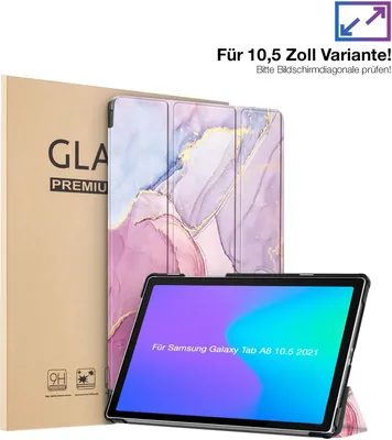 Produktbild von Schutzhülle + 2x 9H Display Glas für Samsung Galaxy Tab A8 10.5 2021 Cover Case Schutz Tablet Farbe: Glitzernder Marmor