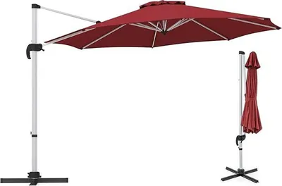 Produktbild von KOMFOTTEU Ampelschirm Ø400cm, Sonnenschirm mit 360° drehbar, Gartenschirm mit verstellbarem Neigungswinkel & Kurbel, Terrassenschirm