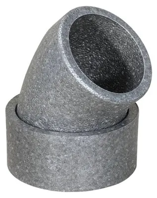 A close-up studio shot of a gray foam pipe elbow fitting.