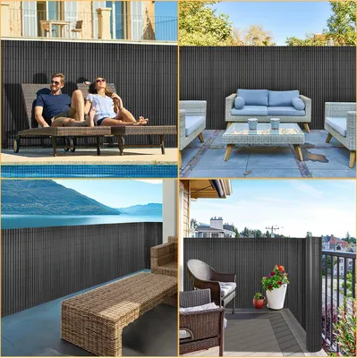 Produktbild von Fiqops Sichtschutzmatte PVC Sichtschutz Sichtschutzzaun Garten Balkon Zaun Windschutz Balkonverkleidung Anthrazit 80x300cm