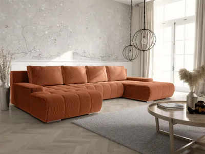Productafbeelding van Bank met slaapfunctie, model VOGAR, bekleding: stof Poso, kleur: roestbruin