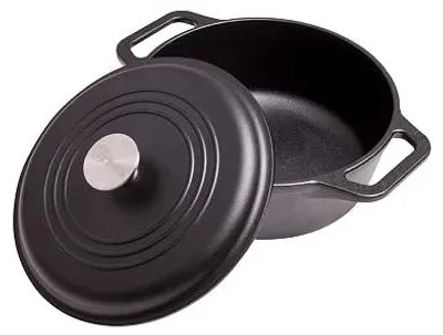 Zdjęcie produktu dla Dutch oven kociołek żeliwny 25 cm 3 8 l sezonowany dla gotowania