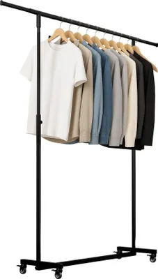 Produktbild von Kleiderständer aus Metall - Garderobenständer - Platzsparend und verstellbar - 120x50x188 cm - mit Rollen