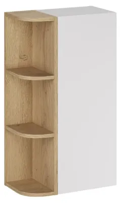 Immagine prodotto di Mobile contenitore OSTER 45cm – mobile sospeso bianco opaco 1 porta e 3 nicchie visibili arrotondate in rovere chiaro