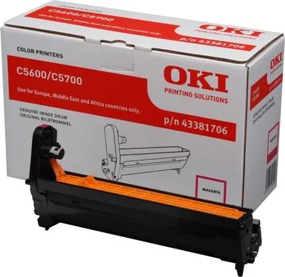 Zdjęcie produktu dla OKI 43381706, Oryginalny, C5600, C5700, 20000 stron(y), Druk laserowy, Purpurowy, Czarny, Szary