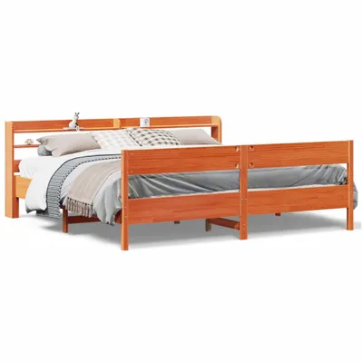 Produktbild von Massivholzbett ohne Matratze Wachsbraun 200x200 Kiefernholz