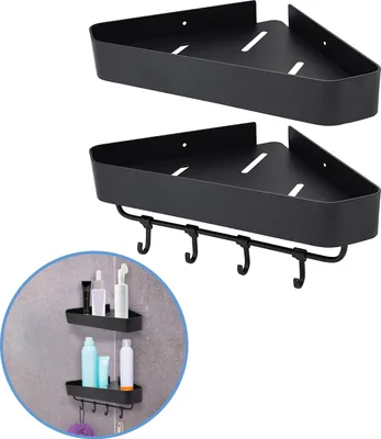 Produktbild von Sanics Duschablage ohne Bohren 2-lagig – Selbstklebendes Badregal - Hängende Duschablage - Duschablage - Duschregal Schwarz - Duschablagen