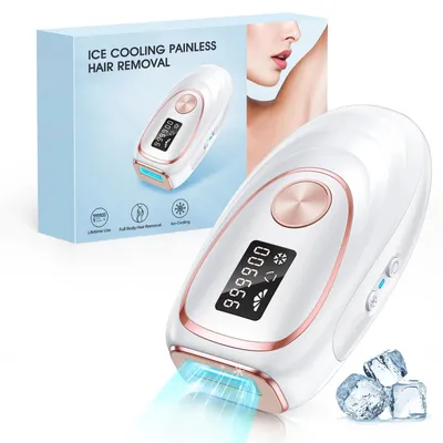 Produktbild von IPL Haarentfernungsgerät - Laser Epilierer für Zuhause - Eiskühlung, nahezu schmerzfrei - Dauerhafte Haarentfernung - Für Körper, Gesicht, Bikinizone - Weiß