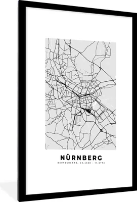Produktbild von MuchoWow® Gerahmtes Poster Mainz - Karte - Stadtplan - Deutschland 60x90 cm - Poster mit Schwarzem Bilderrahmen Wandposter Rahmen Foto Bilder - Dekoration - Wandposter Wohnzimmer - Hochwertig