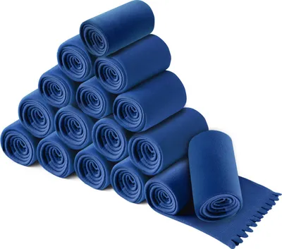 Produktbild von wometo 16er Set WAVE Fleecedecken 120x160 cm – OEKO-TEX ca. 300g weiche Fleece Decke mit Wellenrand Anti-Pilling blau