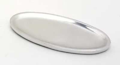 Produktbild von Kerzenteller oval 16 x 7 cm Aluminium Silber poliert für Ovalkerzen, Ellipsen, Hochzeitskerzen, Taufkerzen