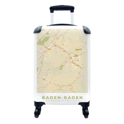 Produktbild von MuchoWow® Koffer Handgepäck Trolley Rollkoffer Kleine Reisekoffer mit 4 Rollen - Baden-Baden - Jahrgang - Karte - Stadtplan - Cabin Size < 55x40x23 cm & 55x40x20 cm - Fotokoffer - Kabinenkoffer - Boardgepäck - Reise-Box - Reisekoffer - Reisegepäck - Koffer mit Bild - Trolley für Kinder