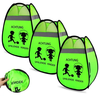 3er-Set Warnkegel "Achtung Kinder" mit Reflektor, 60 cm