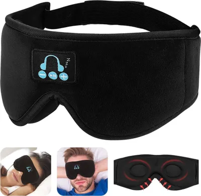Produktbild von 3D-Bluetooth-Schlafmaske, Schlafmaske, Musikkopfhörer, Ohrhörer zum Schlafen mit integriertem HD-Lautsprecher, perfekt für Seitenschläfer im Flugzeug, Meditation
