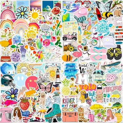 Immagine prodotto di Adesivi, 200 pezzi, stile estetico, in vinile impermeabile, dimensioni 6-12 cm, adatti per telefoni cellulari, laptop, borracce, frigoriferi, MacBook, skateboard