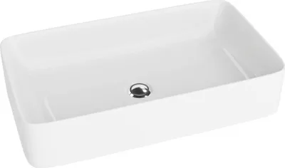 Produktbild von LAVITA Aufsatzwaschtisch Pasana| Aufsatzwaschbecken Rechteckig | Waschbecken Ohne Überlauf und Hahnloch | Aus hochwertigem Porzellan | Waschtisch | 60,5x34x11 cm | Weiß Glanz