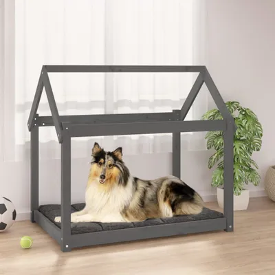 Zdjęcie produktu dla The Living Store Legowisko dla psa szare 101x70x90 cm lite drewno sosnowe