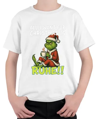 Immagine prodotto di All I want for Christmas is calm christmas grinch sarcastic t-shirt unisex per bambini, bianco, 116