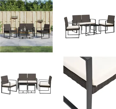 Produktbild von vidaXL 5 tlg. Garten Essgruppe mit Kissen Braun PP Rattan - Garten Essgruppe - Garten Essgruppen - Essgruppe - Essgruppe Terrasse