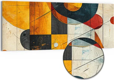 Produktbild von DEQORI Hybrid Leinwand Bild 150x60 cm 'Geometrischer Farbzauber' Wandbild Glas flach modern