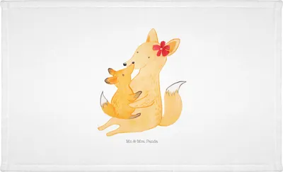 Produktbild von Mr. & Mrs. Panda Handtuch Fuchs Mama - Weiß - Geschenk, Flauschtuch, kleines, Tochter, Schoß, Muttertag, 50x100, 100x50, baumwolle, Mutter