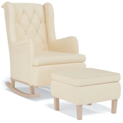 Produktbild von Schaukelsessel mit Hocker Creme Stoff