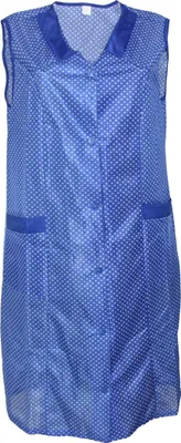 Produktbild von Kittel Schürze Kittelschürze Dederon Nylon blau o. rot, Größe:36, Farbe:blau mit weißen Punkten