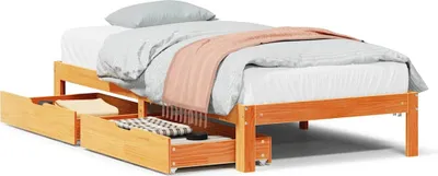 Obrázek produktu pro vidaXL Postel z masivu se zásuvkami vosk hnědá 75x190 cm borovice