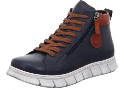 Produktbild von Gemini Damen Stiefelette High Top Sneaker Leder Reißverschluss 340240-02, Größe:39 EU, Farbe:Blau