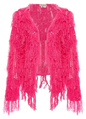 Produktbild von ebeeza damen gehäkelte jacke - pink, M/L