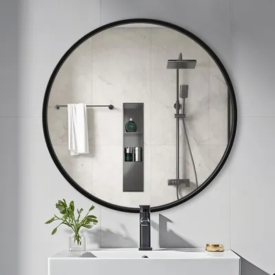 Obrázek produktu pro Kulaté nástěnné zrcadlo o průměru 60 cm s hliníkovým rámem