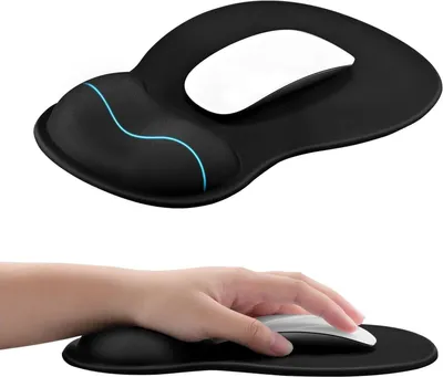 Immagine prodotto di Tappetino per mouse con poggiapolsi - Tappetino ergonomico - Lavorare in modo confortevole - Imbottitura in gel morbida - 26x19 cm - Nero