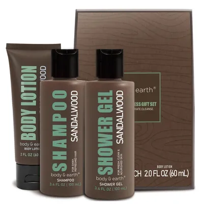 Produktbild von Duschgel Männer 3-teiliges Geschenkset Sandelholz Duft Reiseset mit Körperlotion und Shampoo