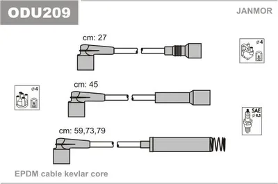 Produktbild von JANMOR ODU209 Zündkabelsatz Zündleitungssatz für OPEL Corsa B Schrägheck (S93) Corsa A CC (S83) Vectra A Limousine (J89) Vectra A CC (J89) Corsa A TR