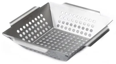 Produktbild von Grillkorb Grillschale Gemüsekorb - Edelstahl - 21,5 x 21,5 x 5 cm - Für Gasgrill, Holzkohlegrill und Elektrogrill