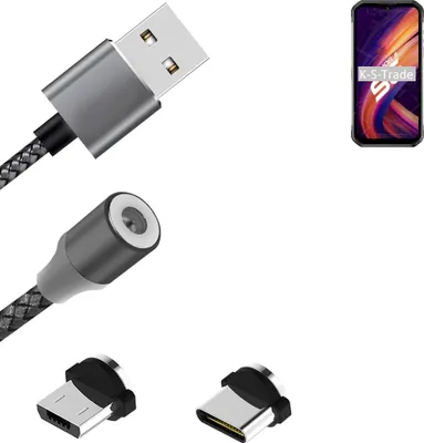 Produktbild von K-S-Trade Hochwertiges Magnet-Lade-kabel Sync-Kabel Daten-Kabel für Ulefone Armor 11 5G mit USB-Typ-C-Anschluss und Micro-USB-Anschluss 2A bis zu