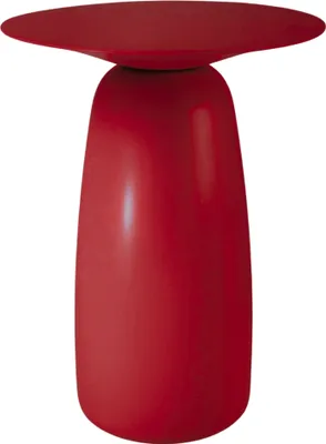 Produktbild von Beistelltisch BAOBAB 44 / Kaffeetisch - Sofatisch - Laptoptisch - Nachttisch - Pflanzentisch / Oval 32 x 44 / Gedrechseltes massives Buchenholz / Rot