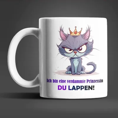 Produktbild von Katze Prinzessin witzige lustige Keramik Kaffeetasse Teetasse Tasse Geschenke