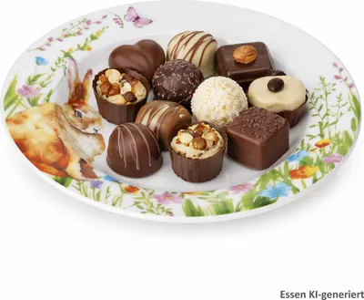 Produktbild von Osterfreude Keksteller Porzellan Servierplatte Hase Pralinen Muffins