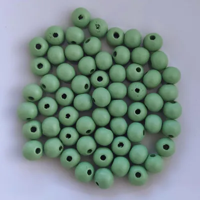 Immagine prodotto di Perline di legno rotonde, 60 pezzi, 10 mm, verde menta