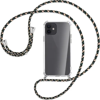 Produktbild von Handykette Backcover-Schutzhülle mit Band (Metall silberfarben) für Apple iPhone 12, 12 Pro - camouflage