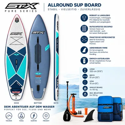 Produktbild von STX Pure Series SUP 10'6 Allround aufblasbar Stand Up Paddle Board Set