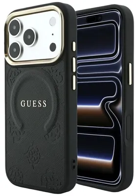 Obrázok produktu pre Kryt Case Guess Saffiano Peony & Ring MagSafe pre iPhone 18 Pro / iPhone 17 Pro, čierna farba