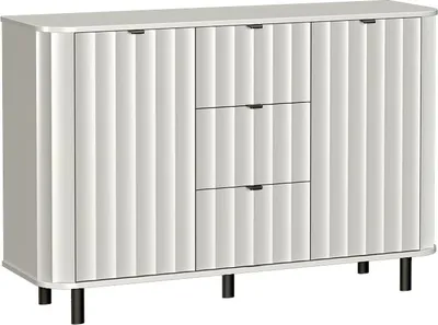 Produktbild von Wohnzimmer Sideboard mit 138 cm Breite in Weiß, mit Wellenoptik - NASHVILLE-161