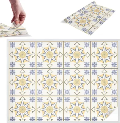 Zdjęcie produktu dla Folia zapewniająca prywatność - 146x200 cm - kolorowe szkło / witraż - nieprzezroczysta i dekoracyjna - samoprzylepna dekoracyjna folia szklana - ochrona przed promieniowaniem UV, łatwa w montażu - geometryczne gwiazdy