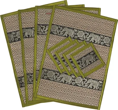 Produktbild von Platzdeckchen, Bastuntersetzer, Tischmatte 4èr Set - Lindgrün, 25*35*0,3 cm, Tischläufer, Tischdecken